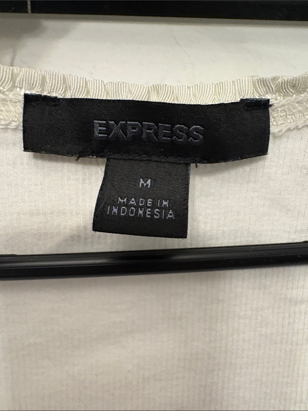 Express Cream Ribbed Tank with Button Henley Placket - Picture 2 of 5
